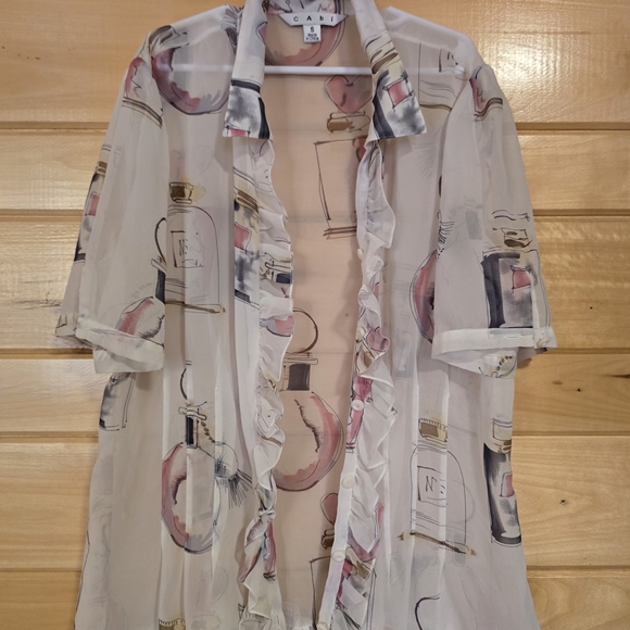 CAbi Sheer Blouse with Perfume Bottle Print - Picture 2 of 5